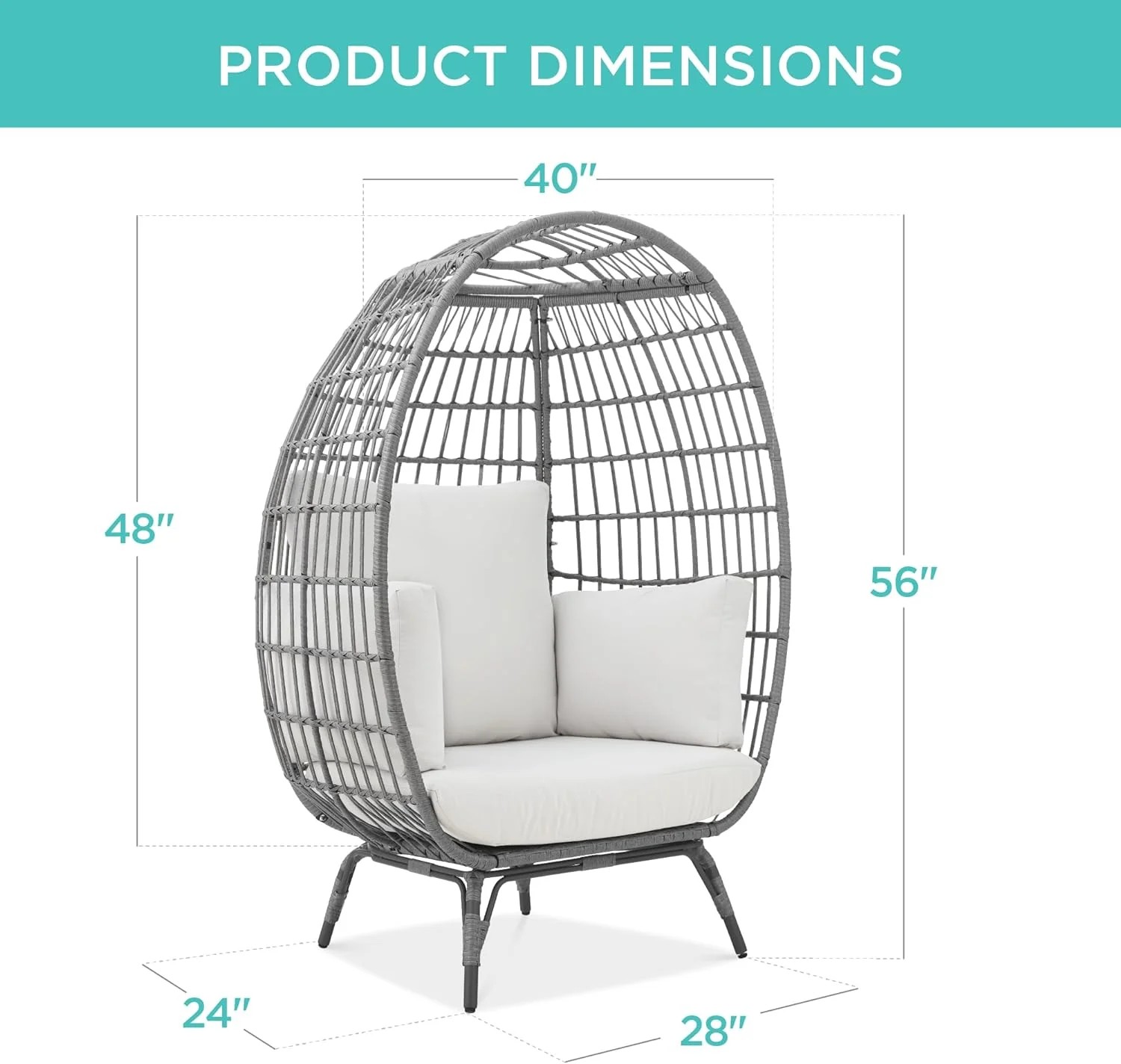 Durable Fresh Find Best Choice Products Wicker Egg Chair Oversized Indoor Outdoor Lounger Ivory Distinctive