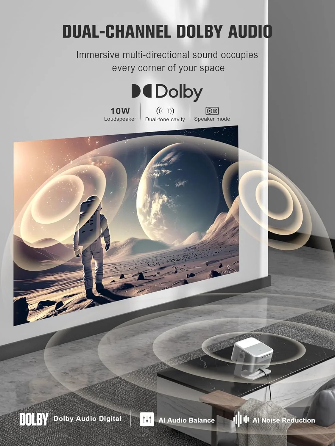Limited Clear Choice Official Licensed Google TV 4K Smart Projector with WiFi and Bluetooth, VOPLLS Outdoor Universal
