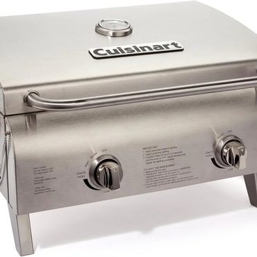 Premium Direct Source Cuisinart Chef's Style Tabletop Portable Propane Grill 20000 BTU 2-Burner Outdoor Gas Grill Sound