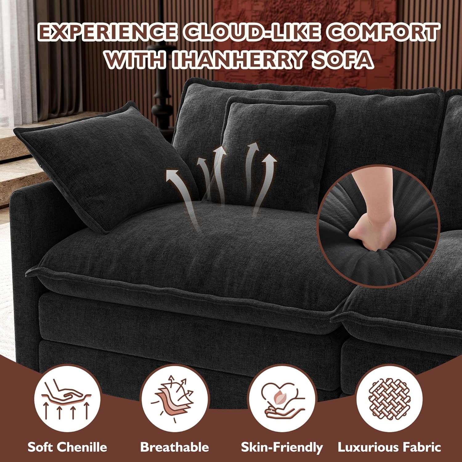 Premium Fresh Find Ihanherry 146" U-Shaped Modern Sofa Modular Sectional Cloud Couch Grey Practical