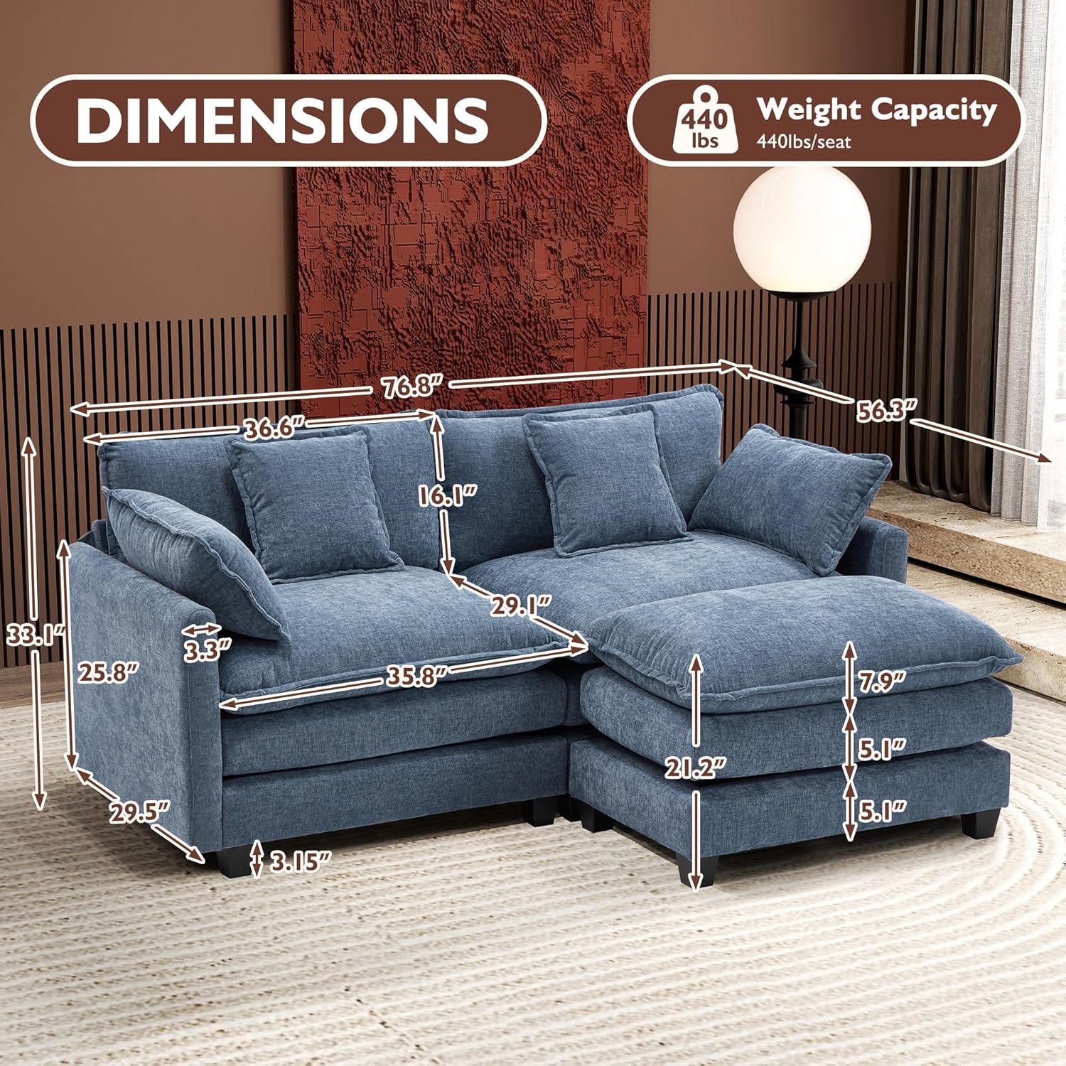 Premium Fresh Find Ihanherry 146" U-Shaped Modern Sofa Modular Sectional Cloud Couch Grey Practical
