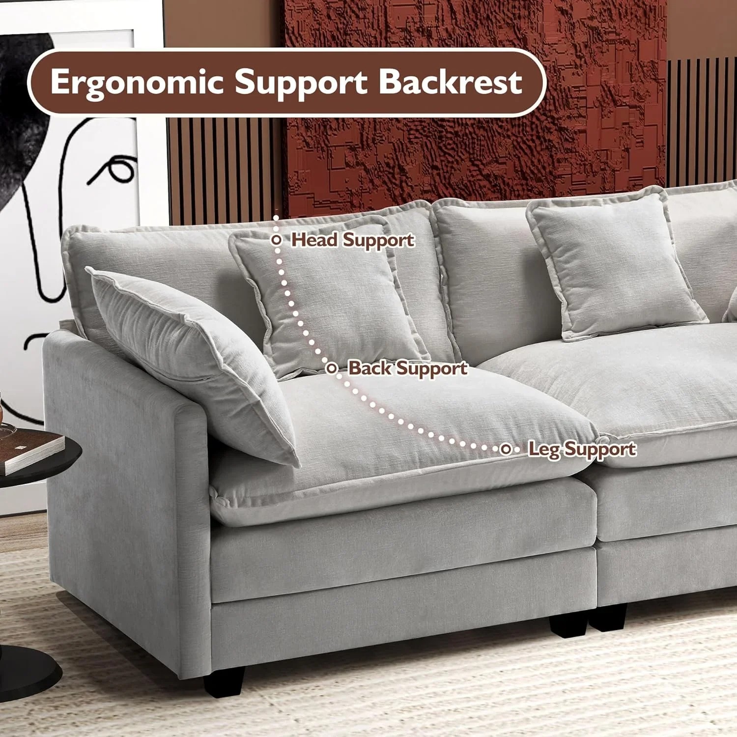 Premium Fresh Find Ihanherry 146" U-Shaped Modern Sofa Modular Sectional Cloud Couch Grey Practical