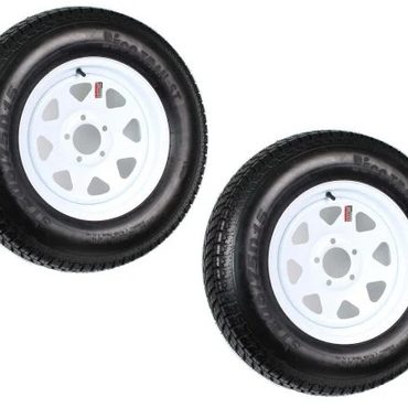Economy Basic Line 2-Pack Trailer Tire On Rim ST205/75D15 205/75 D 15 in. LRC 5 Hole White Spoke Modern