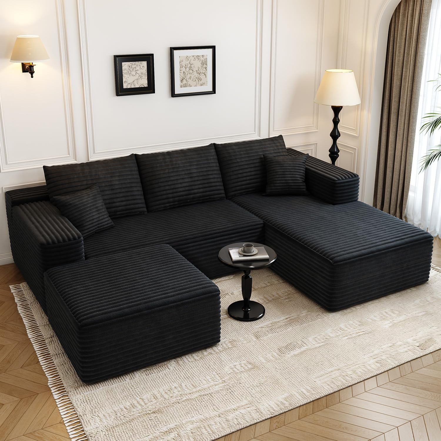 Durable Smart Pick 5" Cloud Modular Sectional Sofa L-Shape Chaise Deep Seat Black Left Facing Reliable