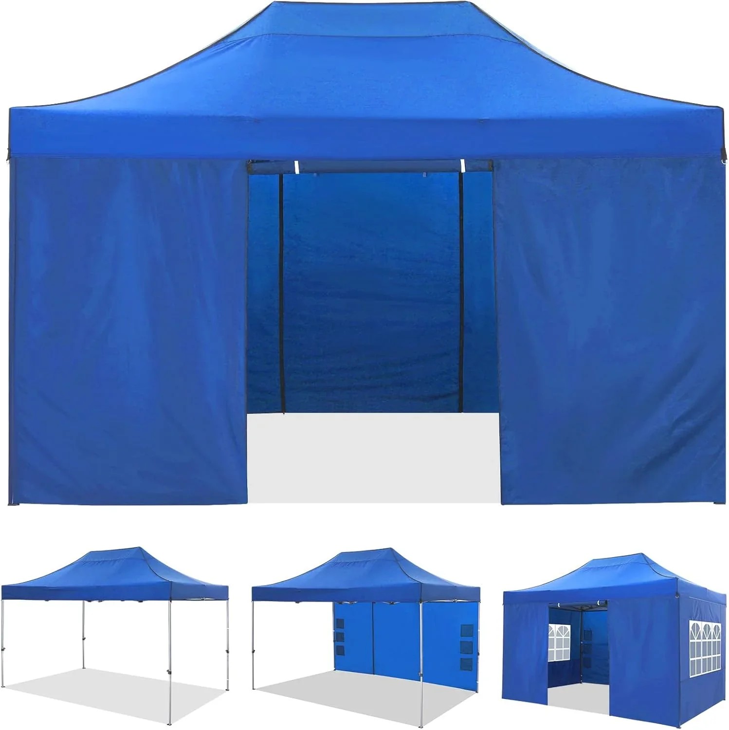 In Stock Pure Value COBIZI 10x20 Heavy Duty Pop up Canopy Tent with 6 Sidewalls Black Functional