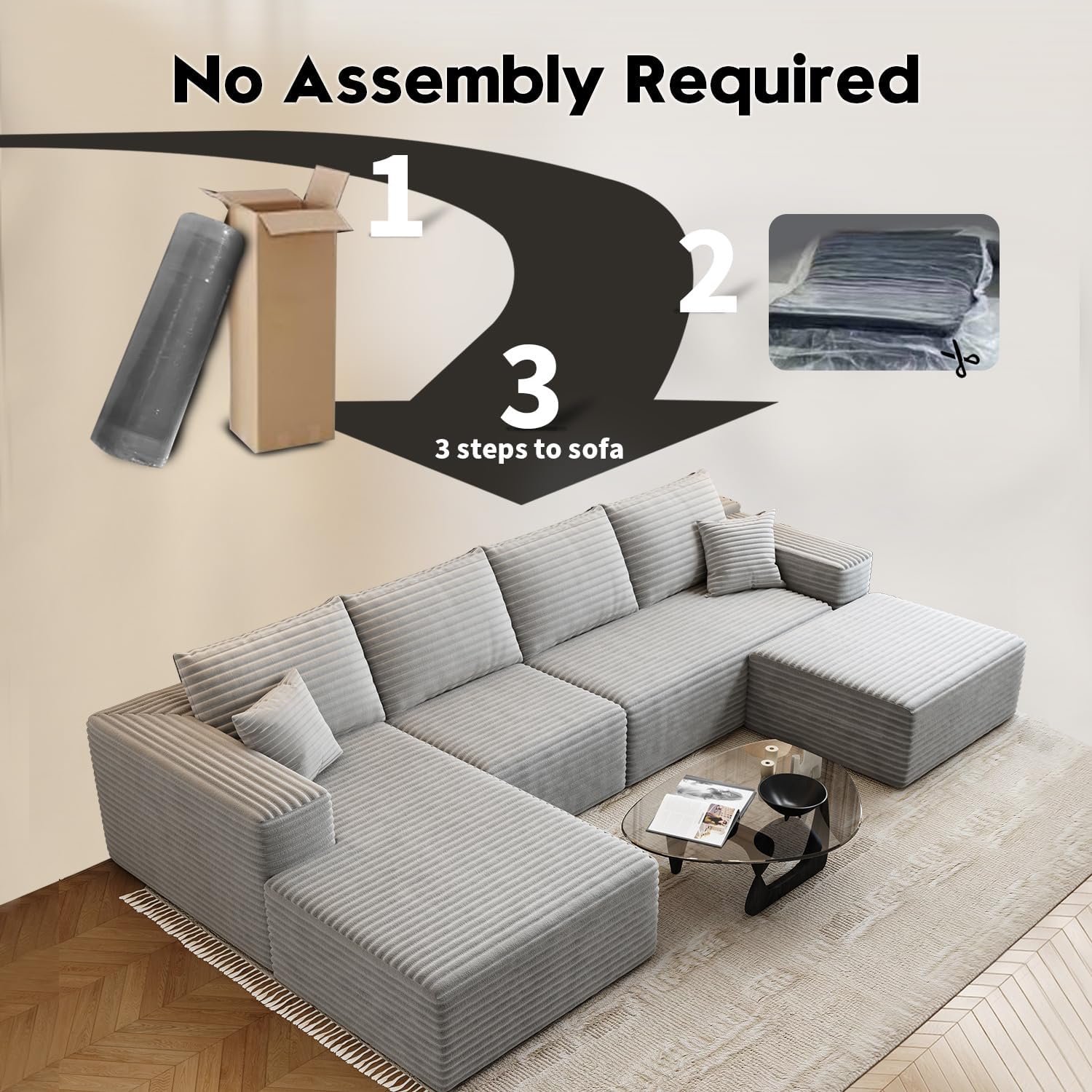 Durable Smart Pick 5" Cloud Modular Sectional Sofa L-Shape Chaise Deep Seat Black Left Facing Reliable