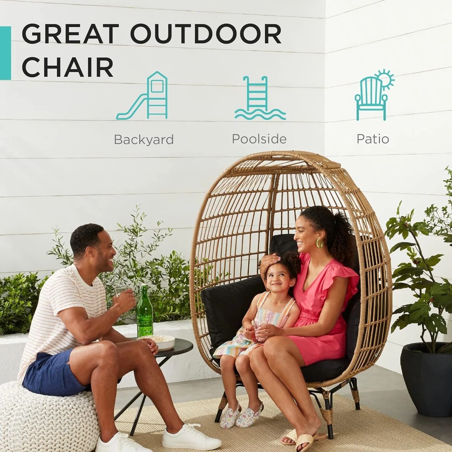 Durable Fresh Find Best Choice Products Wicker Egg Chair Oversized Indoor Outdoor Lounger Ivory Distinctive