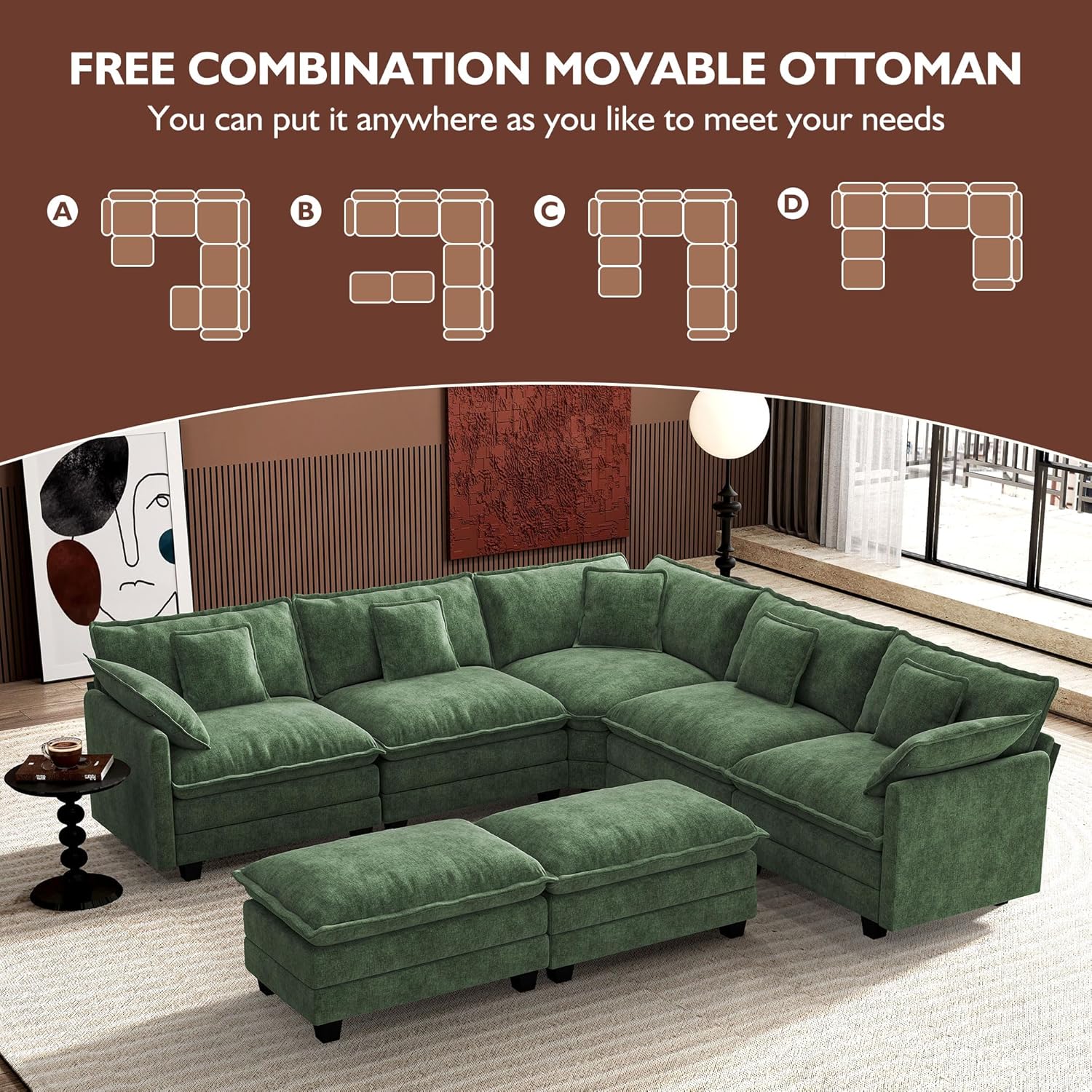Premium Fresh Find Ihanherry 146" U-Shaped Modern Sofa Modular Sectional Cloud Couch Grey Practical