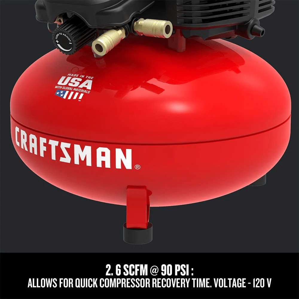 Limited Smart Pick Craftsman 6 Gallon Pancake Air Compressor, Oil-Free, 150 PSI, Portable with Accessory Kit Enhanced