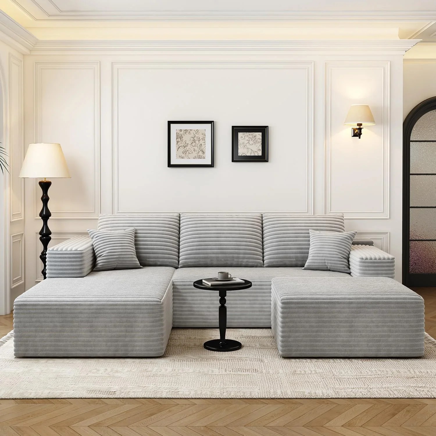 Durable Smart Pick 5" Cloud Modular Sectional Sofa L-Shape Chaise Deep Seat Black Left Facing Reliable