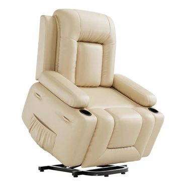 Limited Smart Pick PU Leather Power Lift Recliner Chair Massage Heat USB Port Beige 27 Seat Width Everyday