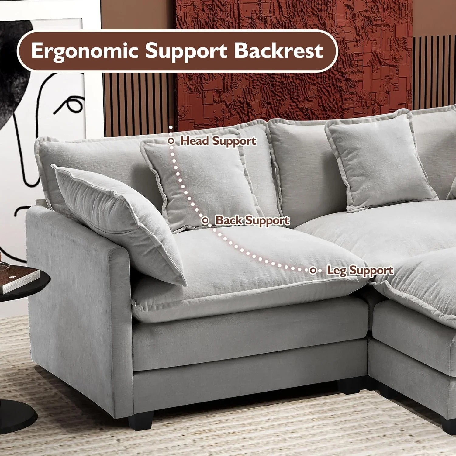 Premium Fresh Find Ihanherry 146" U-Shaped Modern Sofa Modular Sectional Cloud Couch Grey Practical