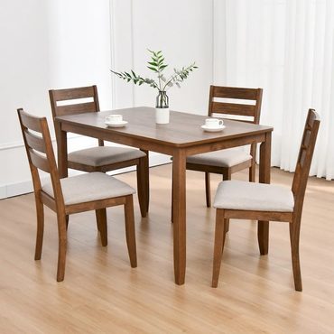 Brand New Smart Pick 5-Piece Solid Wood 47L Dining Table Sets (1 Table+ 4 Slat Back Chairs) Enhanced