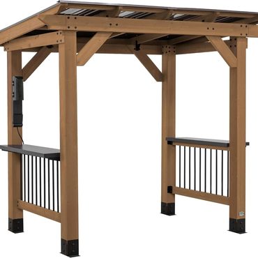 Limited Prime Select Saxony Wooden BBQ Gazebo with Insulated Roof and Power Ports Improved