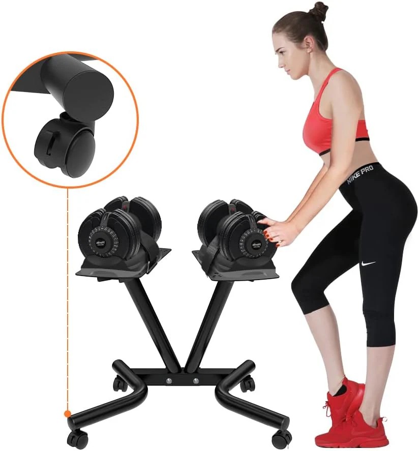 Durable Everyday Co Dumbbell Stand Fitness Dial Dumbbell Rack with Adjustable Belt for Home Gym Set Sensible