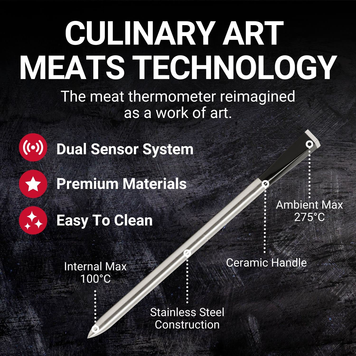 Premium Pure Value MEATER Plus Smart Meat Thermometer with Bluetooth 165ft Wireless Range Everyday
