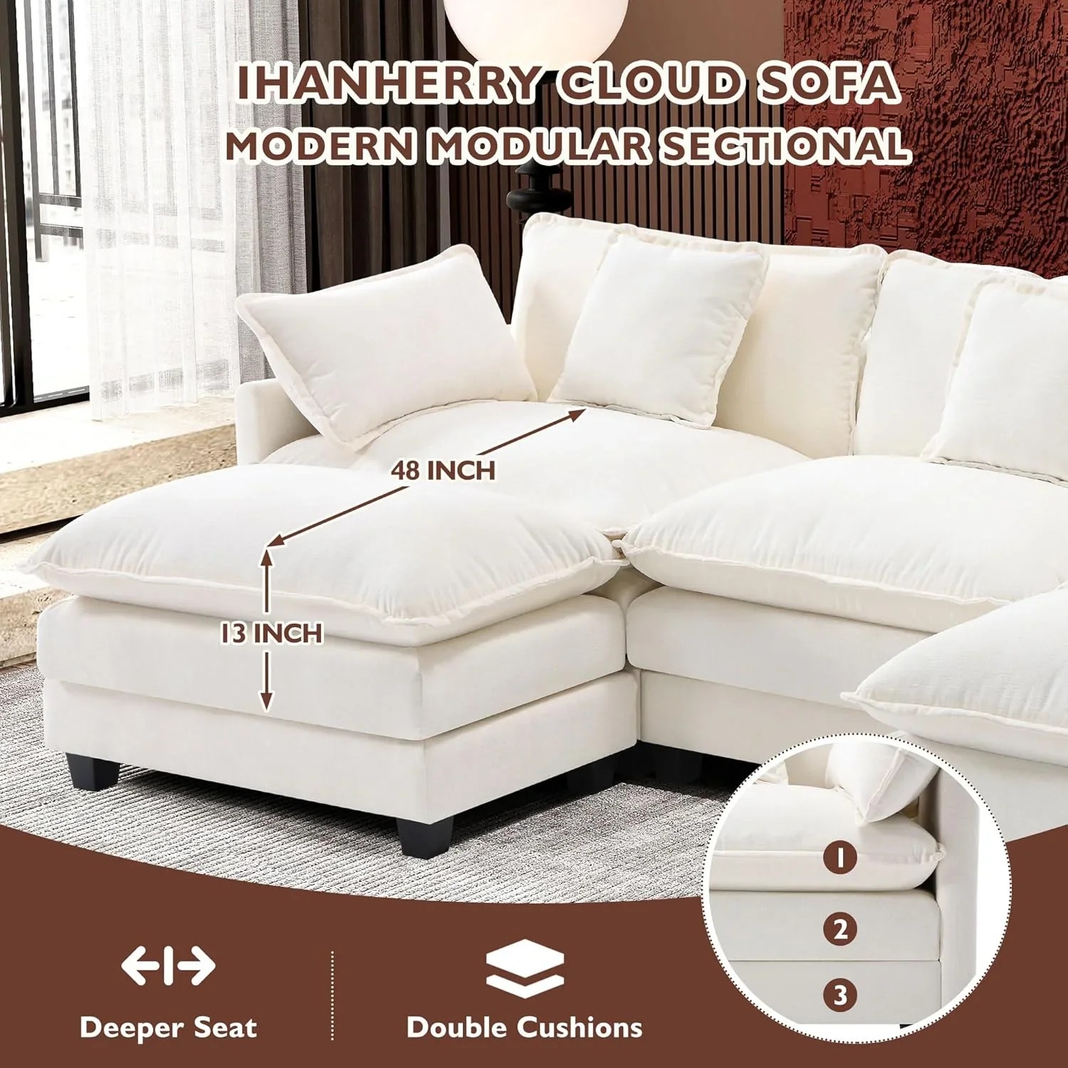 Premium Fresh Find Ihanherry 146" U-Shaped Modern Sofa Modular Sectional Cloud Couch Grey Practical
