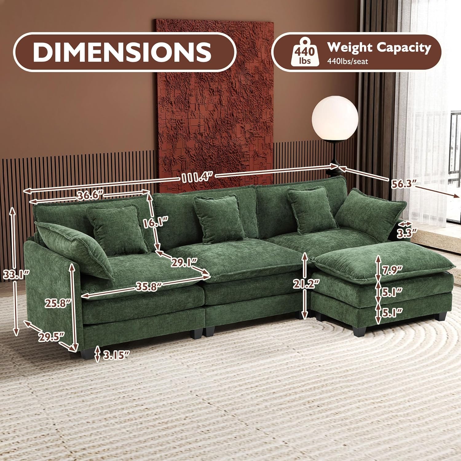 Premium Fresh Find Ihanherry 146" U-Shaped Modern Sofa Modular Sectional Cloud Couch Grey Practical