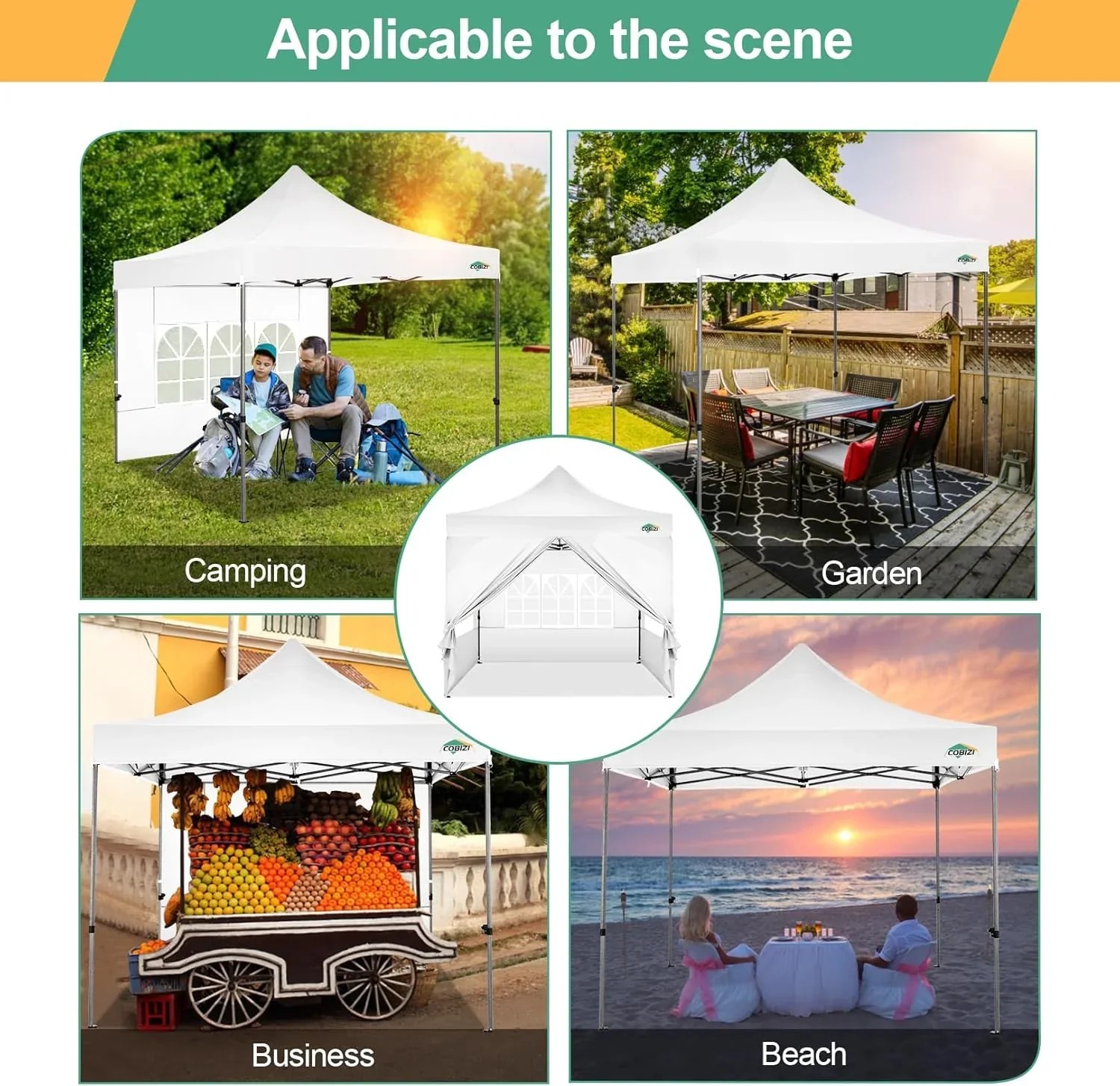 In Stock Pure Value COBIZI 10x20 Heavy Duty Pop up Canopy Tent with 6 Sidewalls Black Functional