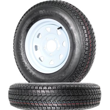 Durable Pure Value 2-Pk Trailer Tires Rims ST175/80D13 175/80 13 B78-13 LRC 5 Lug White Spoke Wheel Fine