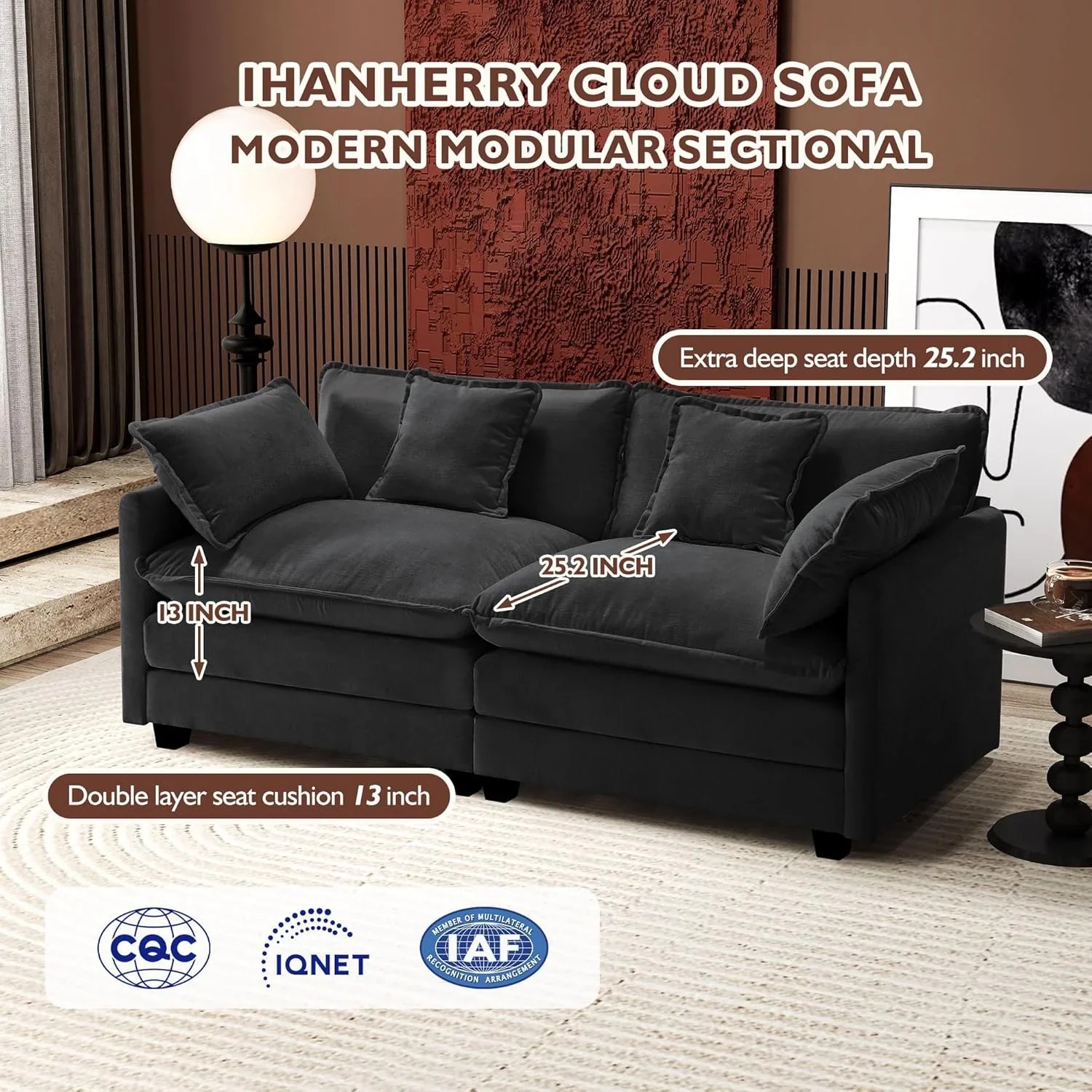 Premium Fresh Find Ihanherry 146" U-Shaped Modern Sofa Modular Sectional Cloud Couch Grey Practical