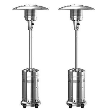 Premium Pure Value 2 Set 48,000-BTU Umbrella Patio Propane Heater Wheels Stainless Steel Silver Original