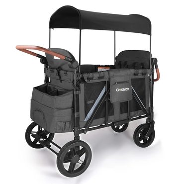 Premium Fresh Find All-Terrain 4 Seater Wagon Stroller Kids 300lb One-Hand Fold Light Grey Functional