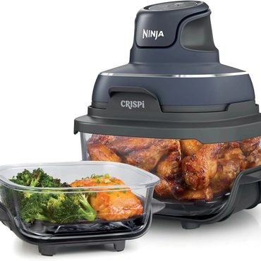 In Season True Basics Ninja Crispi 4-in-1 Portable Glass Air Fryer Cooking System 1500W 4QT Navy Modern