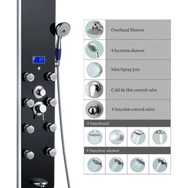 Advanced Open Market 52-Inch Aluminum Shower Panel Tower with Rainfall Shower Head Enhanced