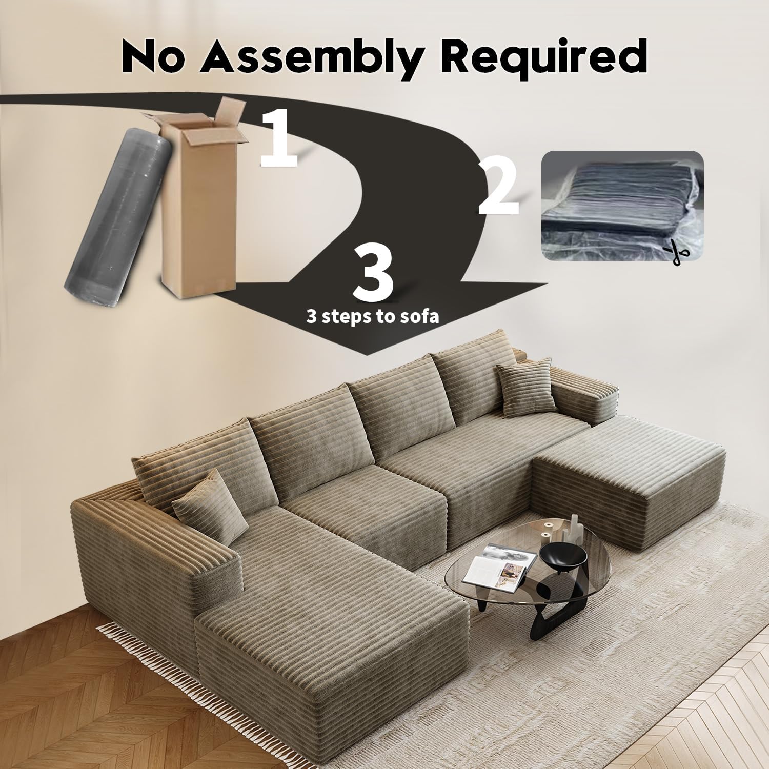Durable Smart Pick 5" Cloud Modular Sectional Sofa L-Shape Chaise Deep Seat Black Left Facing Reliable