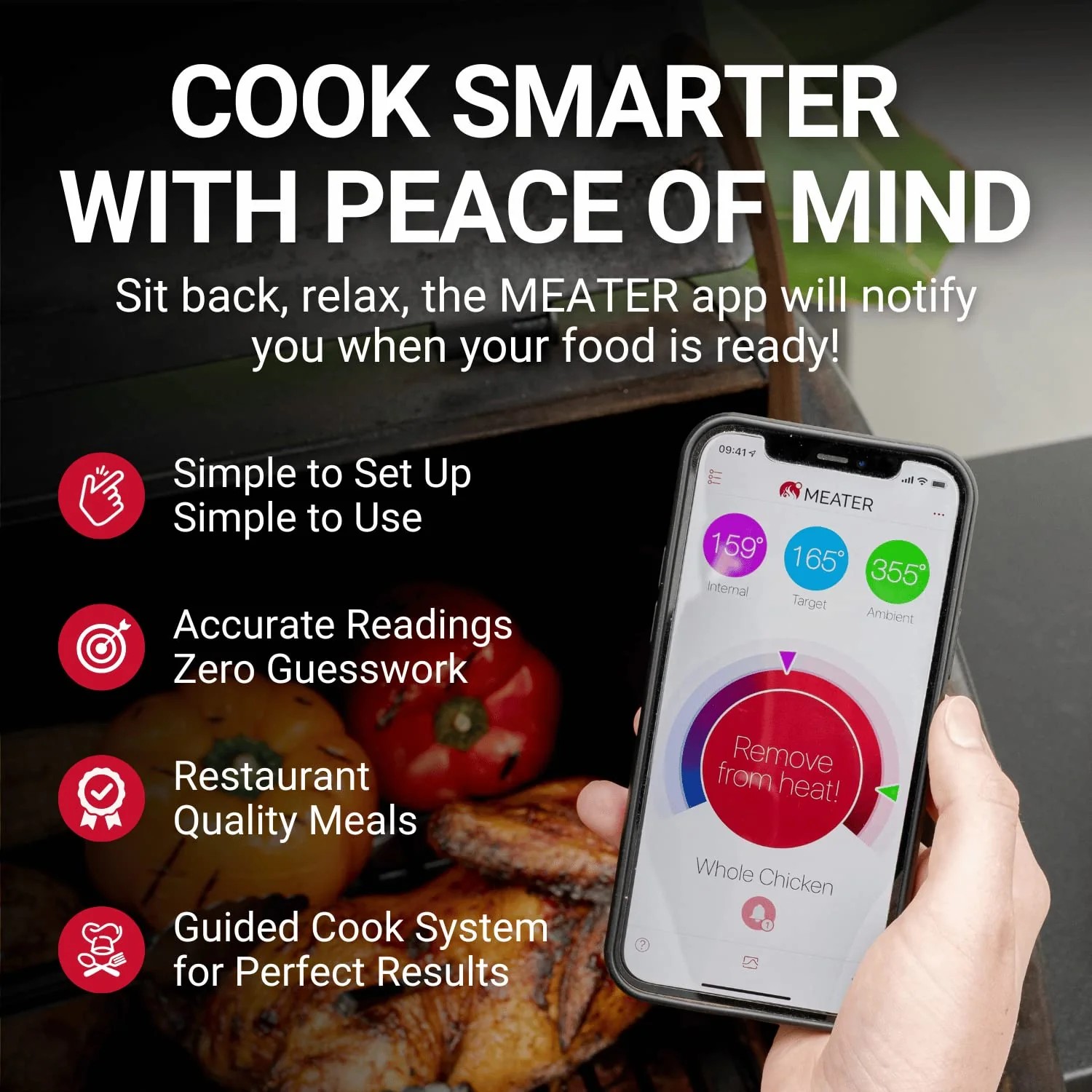 Premium Pure Value MEATER Plus Smart Meat Thermometer with Bluetooth 165ft Wireless Range Everyday