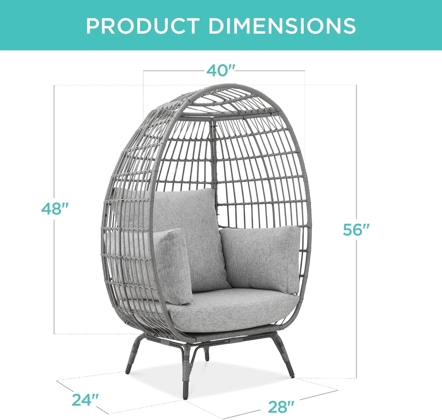 Durable Fresh Find Best Choice Products Wicker Egg Chair Oversized Indoor Outdoor Lounger Ivory Distinctive