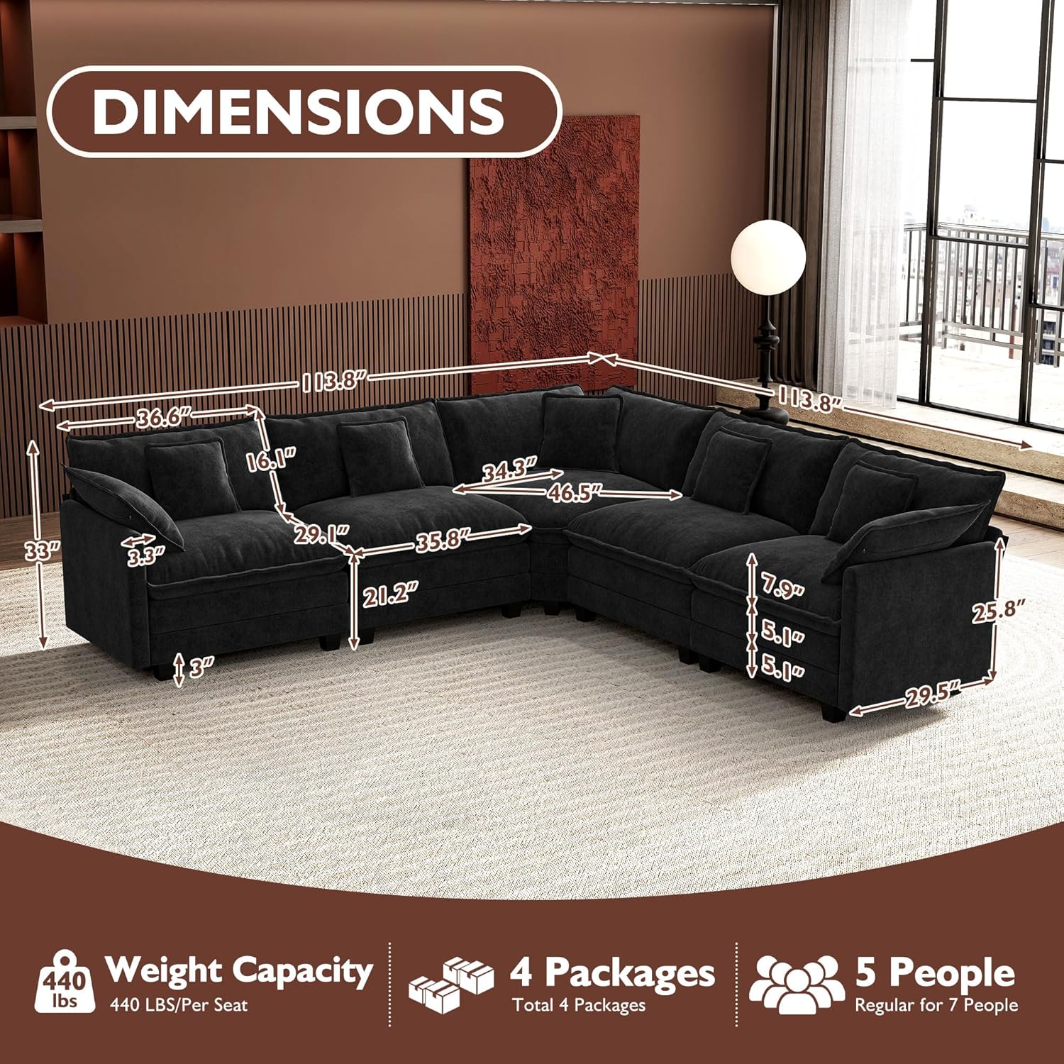 Premium Fresh Find Ihanherry 146" U-Shaped Modern Sofa Modular Sectional Cloud Couch Grey Practical