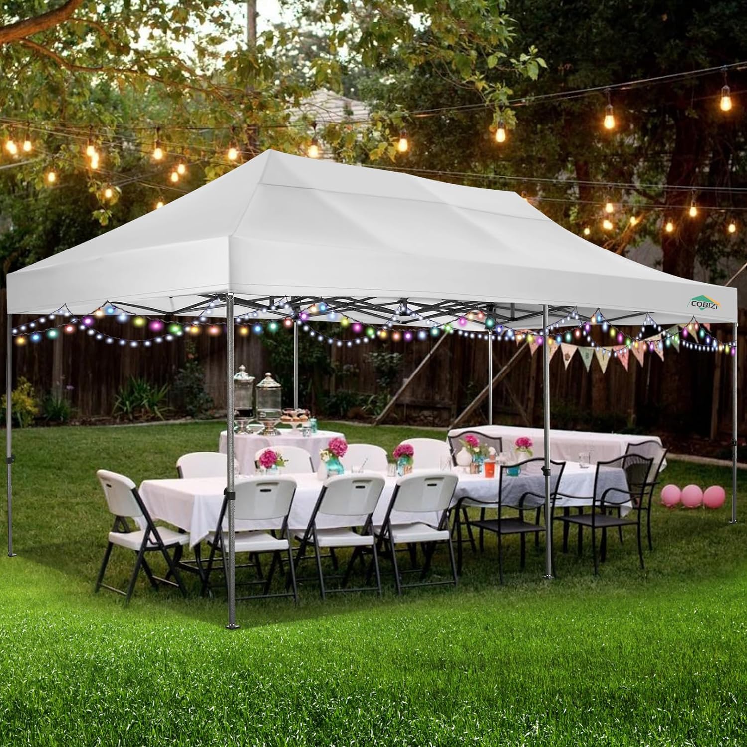 In Stock Pure Value COBIZI 10x20 Heavy Duty Pop up Canopy Tent with 6 Sidewalls Black Functional