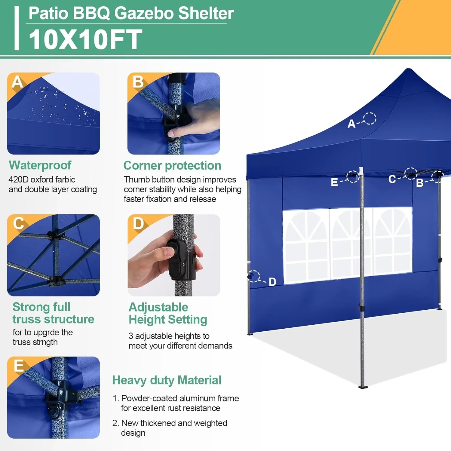 In Stock Pure Value COBIZI 10x20 Heavy Duty Pop up Canopy Tent with 6 Sidewalls Black Functional