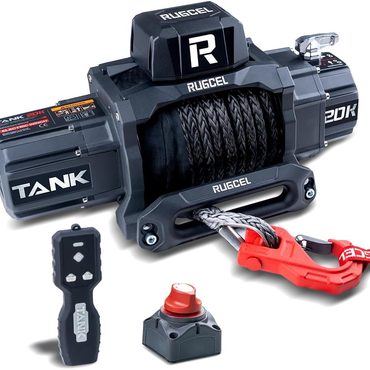Genuine Pure Value 13500lb Waterproof Electric Synthetic Rope Winch with Fairlead 2 Wireless Remote Red Value