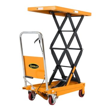 Classic Open Market Hydraulic Lift Table Cart – 770 lbs Capacity, 51" Max Height, Double Scissor Lift with Safety Guard & 4 Wheels Modern