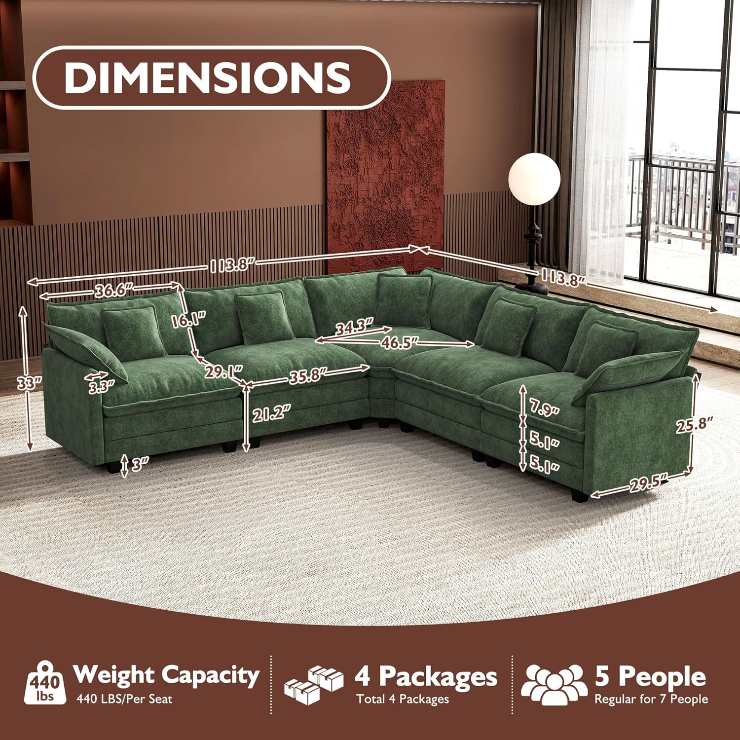 Premium Fresh Find Ihanherry 146" U-Shaped Modern Sofa Modular Sectional Cloud Couch Grey Practical