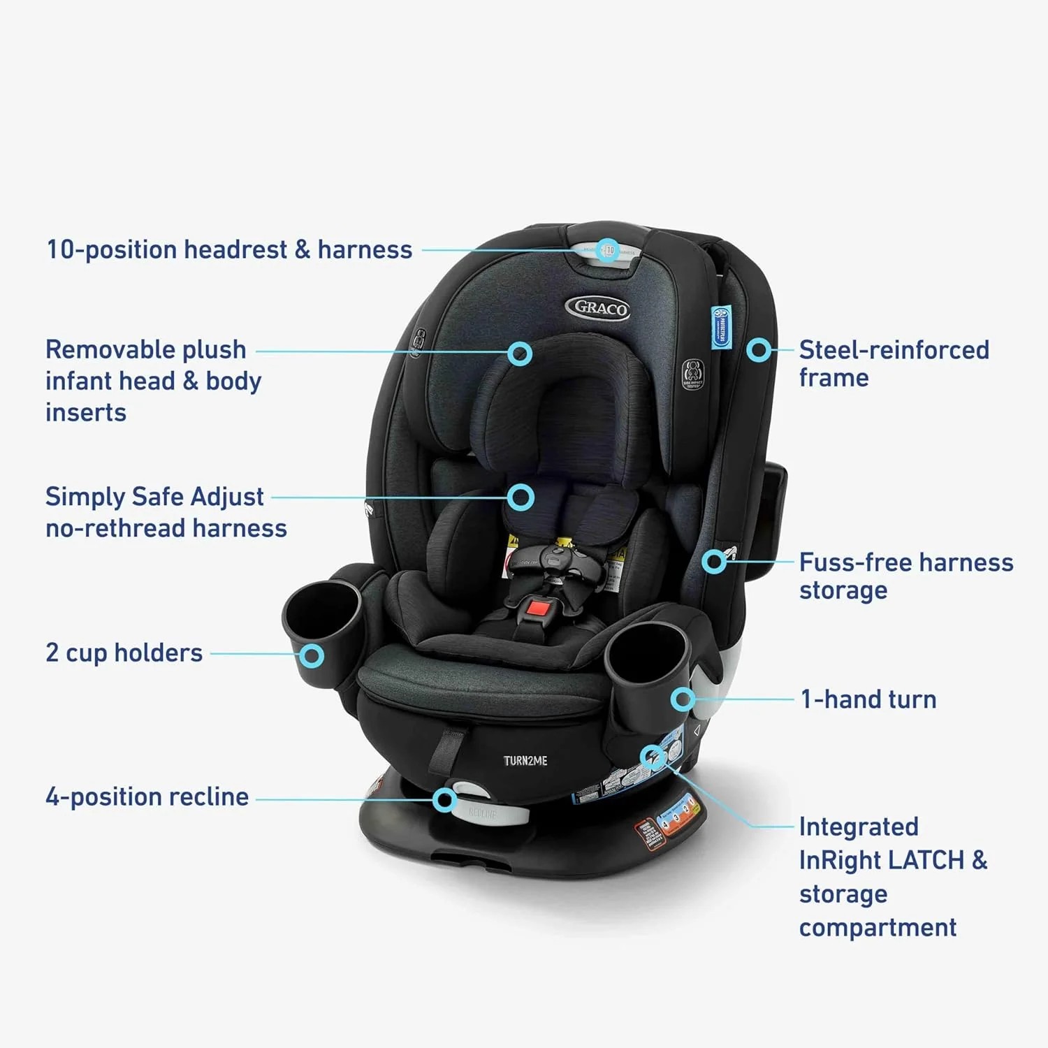 Limited Simple Goods Graco Turn2Me 3-in-1 Rotating Convertible Car Seat, Cambridge Fine