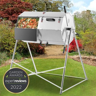 Essential Standard Goods Premium 33 Gallon Steel Outdoor Compost Tumbler Bin With Dual-Chamber Fine