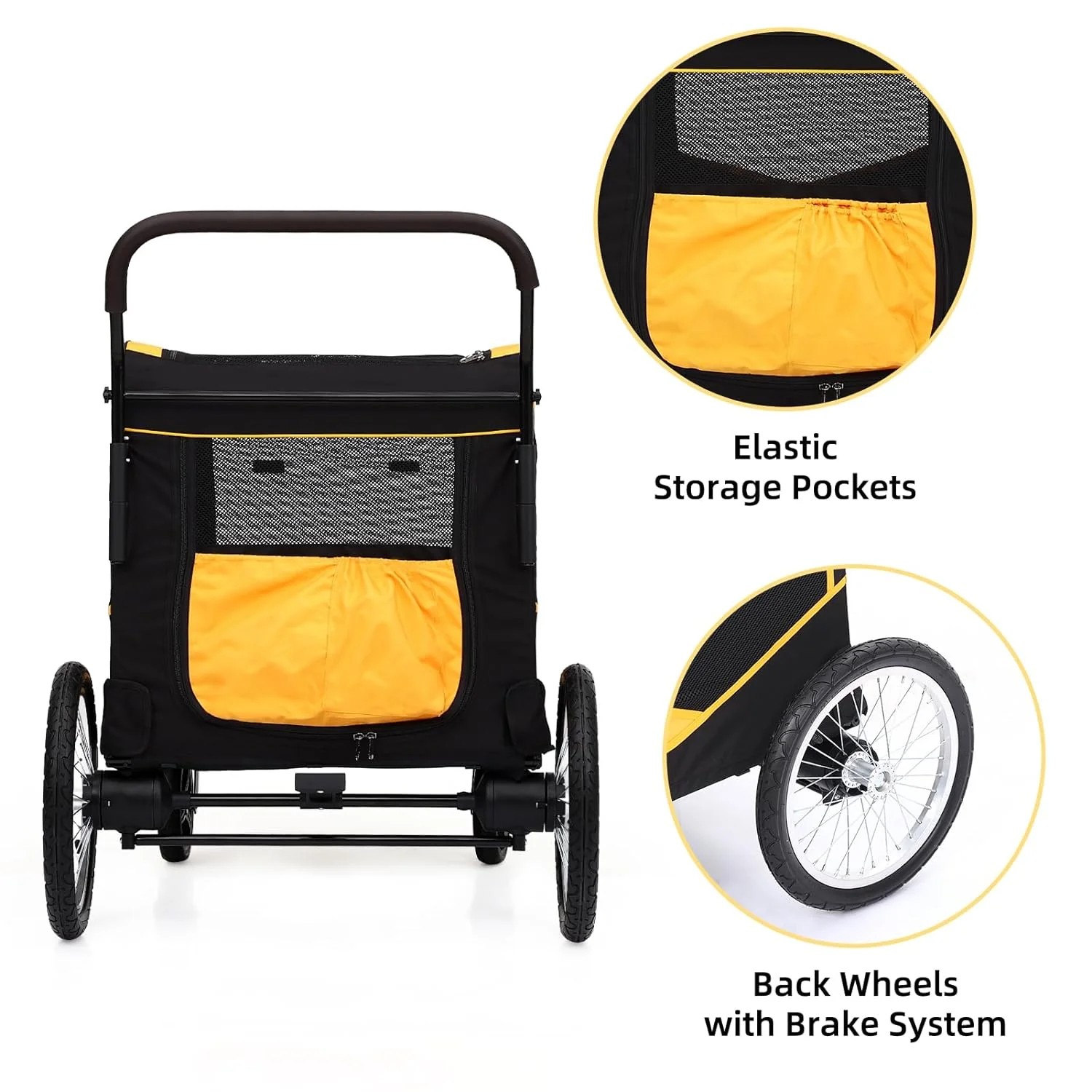 Limited Standard Goods Dog Stroller for Large Pet Jogger Folding Cart 4 Wheel Storage Grey Orange Reliable