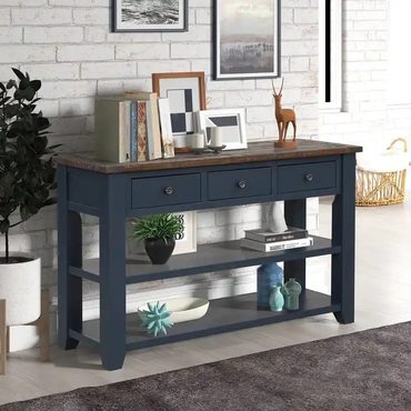 Popular Direct Source Wood Console Table with 3 Storage Drawers and 2 Shelves Sound