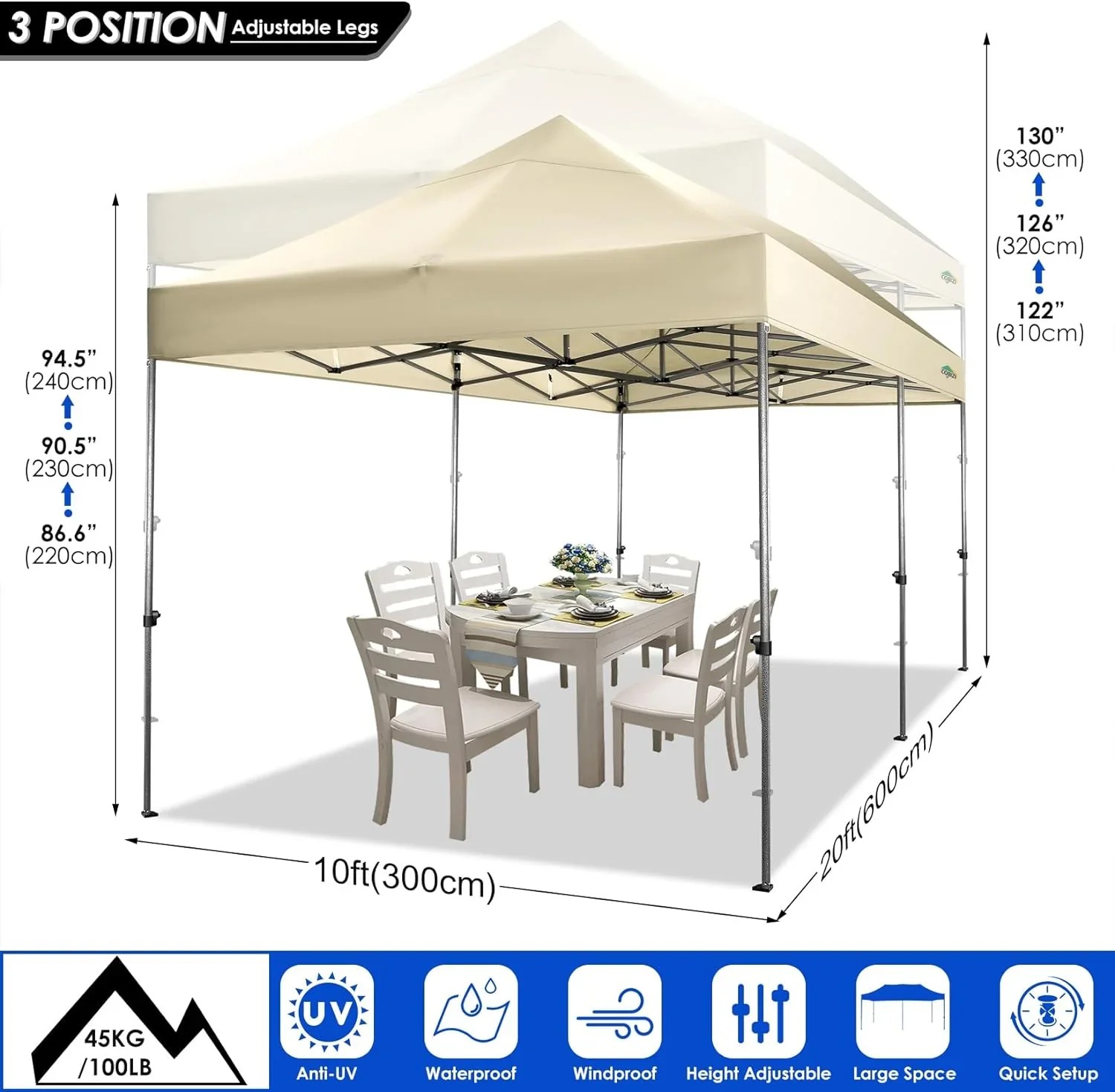 In Stock Pure Value COBIZI 10x20 Heavy Duty Pop up Canopy Tent with 6 Sidewalls Black Functional