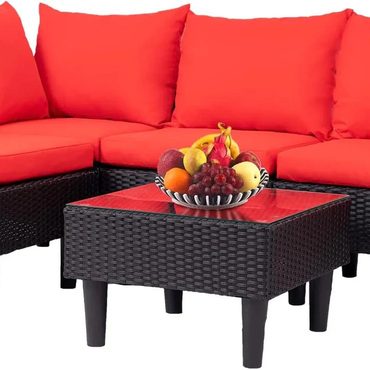 In Season Open Market FDW Patio Furniture Set 4 Pieces Outdoor Rattan Chair Wicker Sofa Garden Conversation Bistro Sets Enhanced