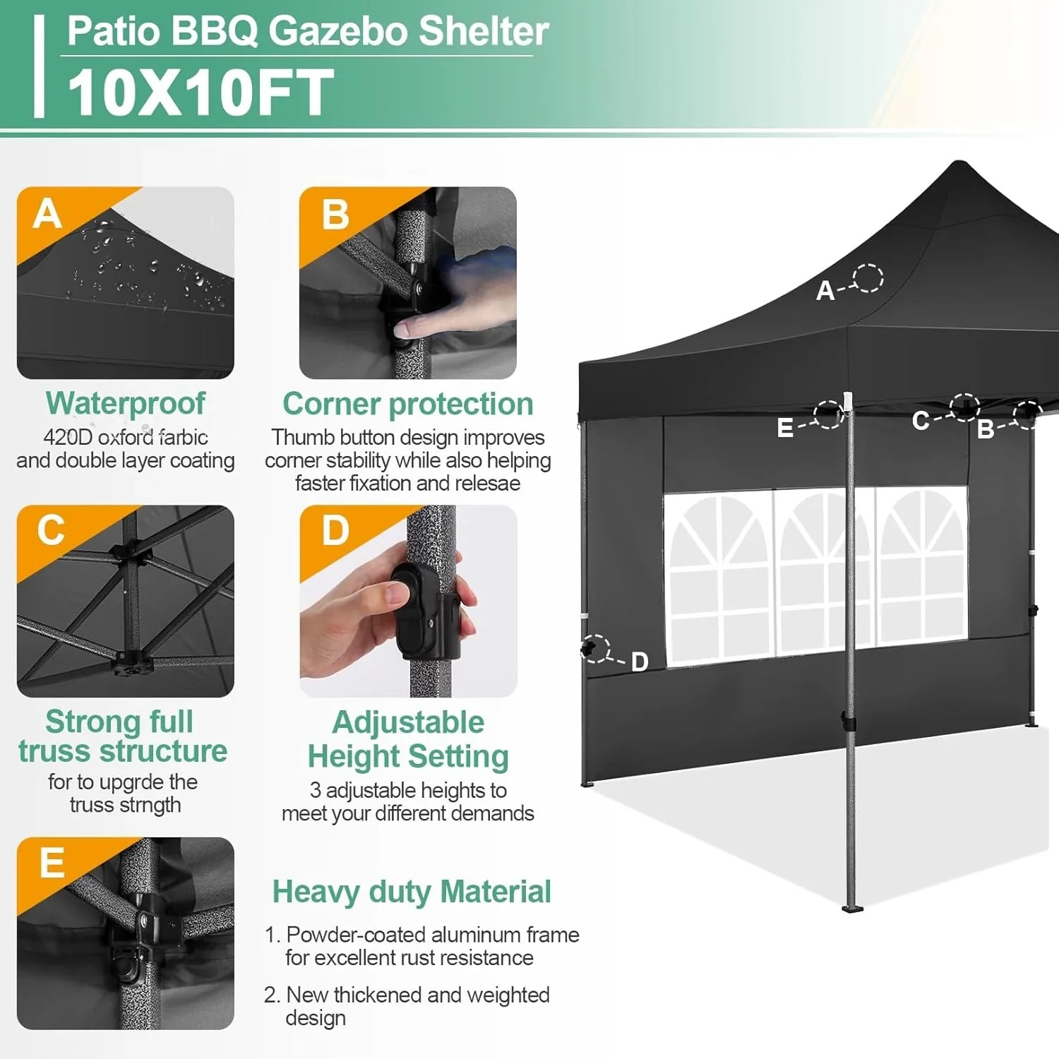 In Stock Pure Value COBIZI 10x20 Heavy Duty Pop up Canopy Tent with 6 Sidewalls Black Functional