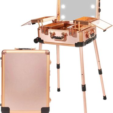 Limited Everyday Co Medium Makeup Train Case Code Lock Lighted Mirror Speaker Travel Cosmetic Rose Gold Practical