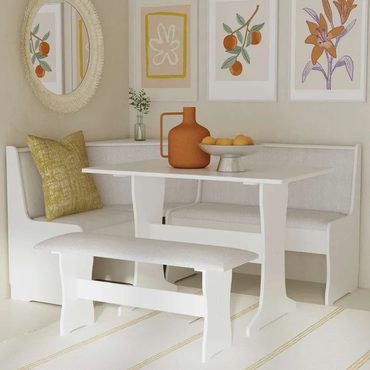 2026 Debut Clear Choice Sedley Farmhouse Nook Dining Set with Storage Sensible