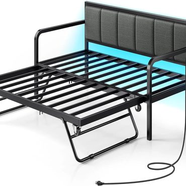 Brand New Smart Pick Rolanstar Daybed with Charging Station and LED Lights Twin Trundle Black Budget