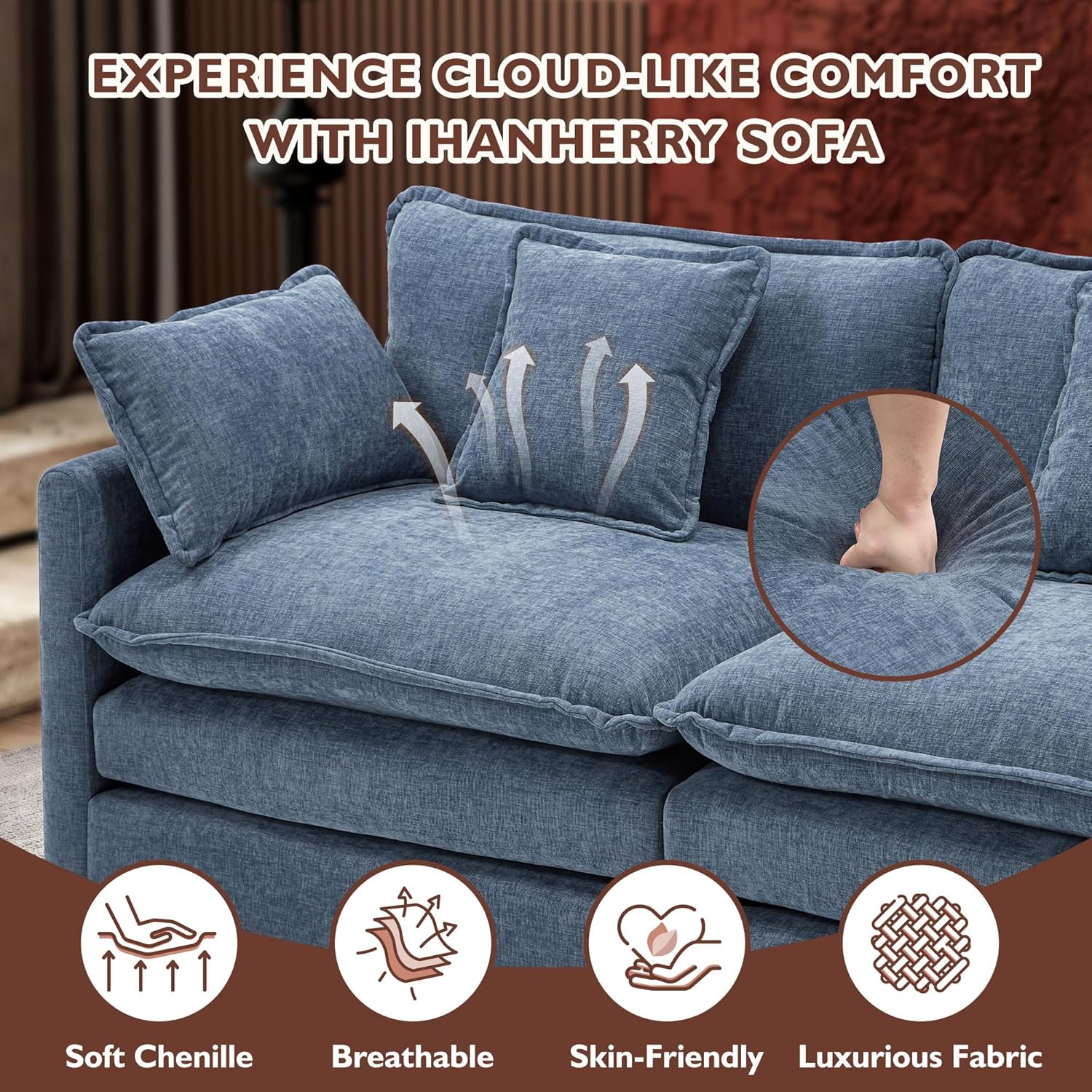 Premium Fresh Find Ihanherry 146" U-Shaped Modern Sofa Modular Sectional Cloud Couch Grey Practical