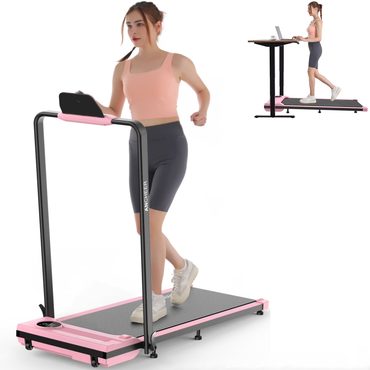 2026 Debut Standard Goods ANCHEER Portable Folding Walking Pad 300lb 7.5 MPH Under Desk Treadmill Pink Universal